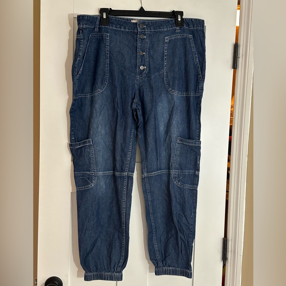 Sundance Dark Blue Denim Cargo Jogger Pants
